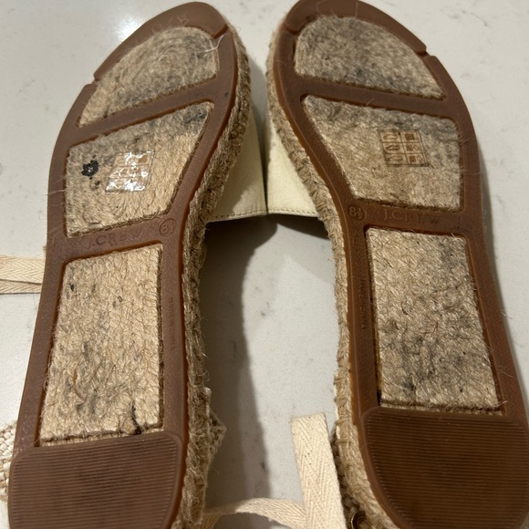 J. Crew Dorsey Lace up Cream Canvas Espadrille Flats - Picture 5 of 12